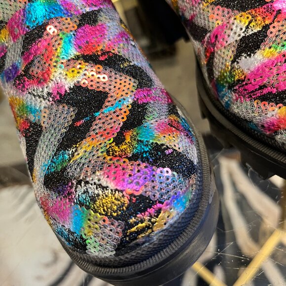 Betsey Johson Rowann black multi boots - Picture 5 of 9